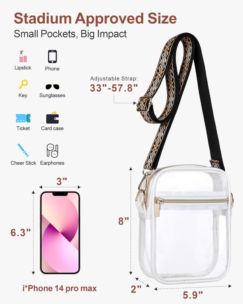 Packism Clear Bag for Stadium Events - Small Clear Purses for Women Crossbody Messenger Bag for Concerts Sporting Events - Image 3